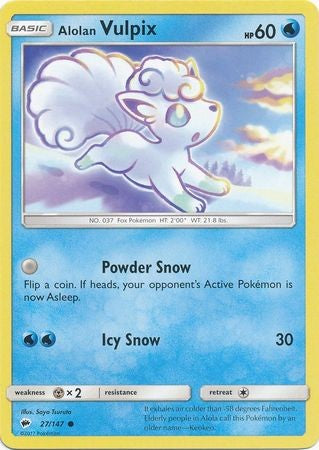 Alolan Vulpix 27/147 Common - Pokemon Sun & Moon Burning Shadows Card