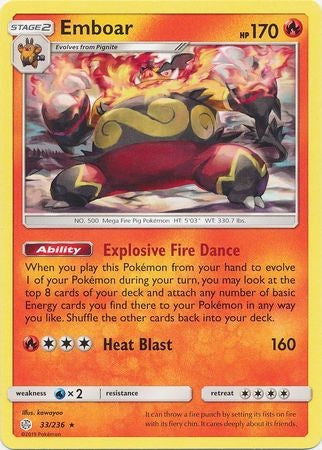 Emboar - 33/236 - Rare Sun & Moon: Cosmic Eclipse Singles