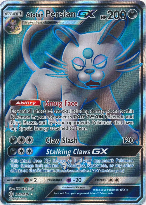 Alolan Persian-GX (Full Art) - 219/236 Cosmic Eclipse