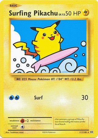 Surfing Pikachu 111/108 Secret Rare - Pokemon XY Evolutions Single Card