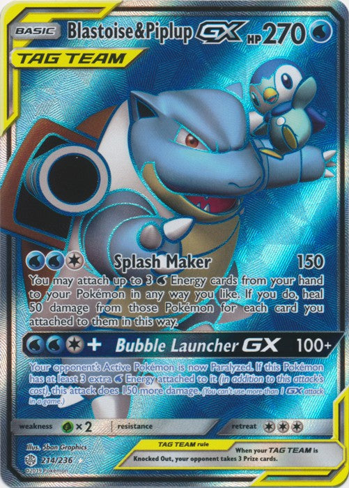 Blastoise & Piplup-GX (Full Art) - 214/236 Cosmic Eclipse