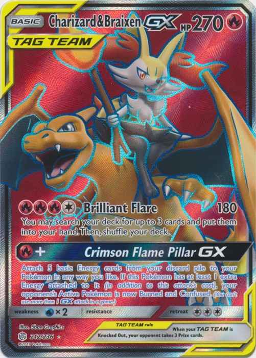 Charizard & Braixen-GX (Full Art) - 212/236 Cosmic Eclipse