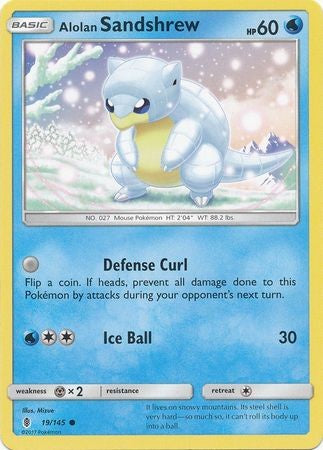 Alolan Sandshrew 19/145 Common - Pokemon Sun & Moon Guardians Rising Card