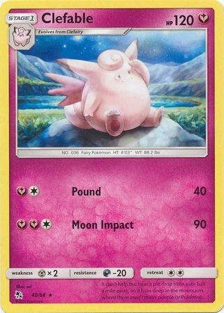 Clefable - 40/68 - Rare Sun & Moon: Hidden Fates Singles