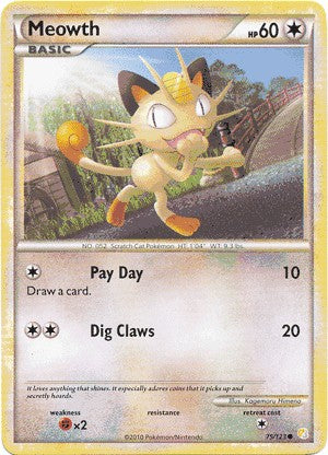 Pokemon HeartGold SoulSilver Single Card Common Meowth 75/123